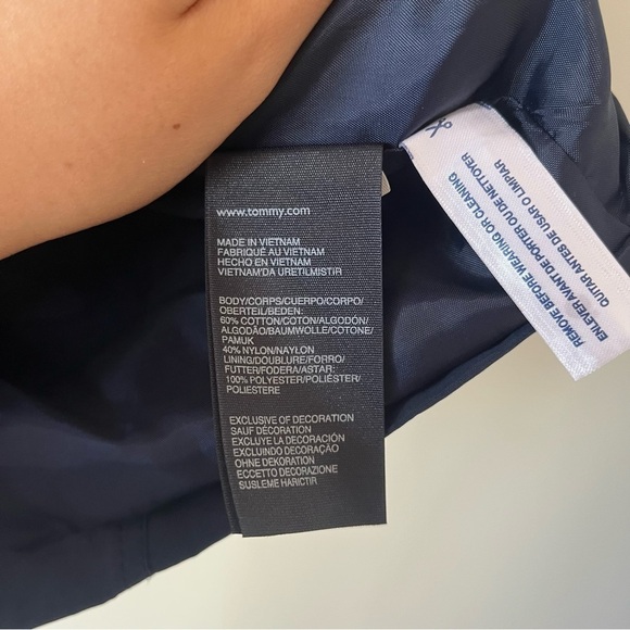 Tommy Hilfiger Zip Up Snap Navy Rain Jacket with Hood Medium - Picture 5 of 10